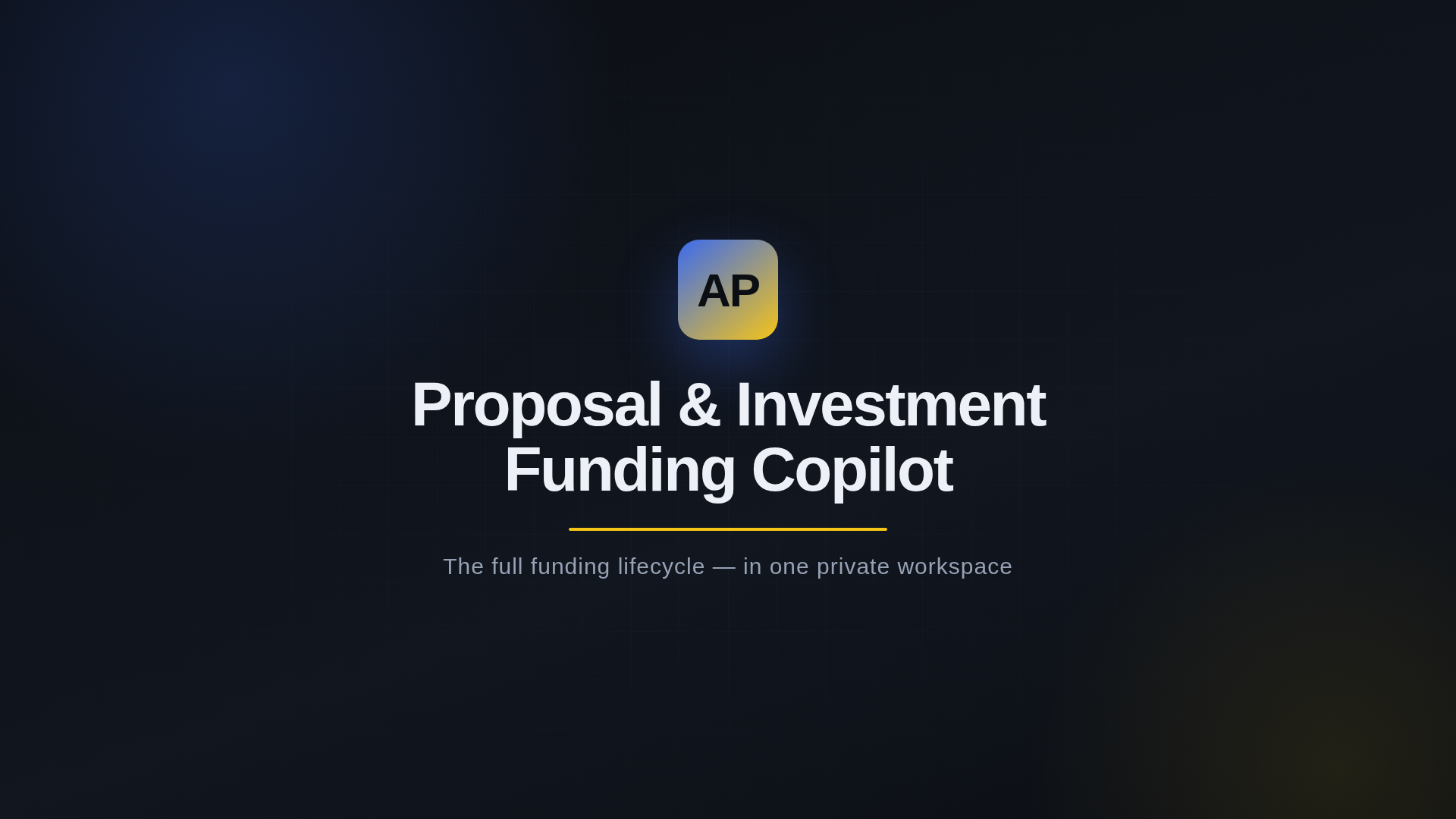 Proposal & Investment Funding Copilot platform tour preview